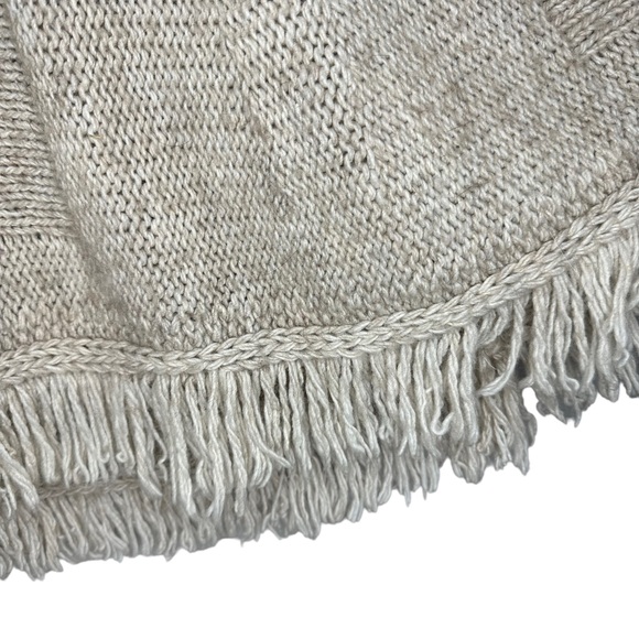 Iperico Italian Wool and Alpaca Blend Cowl Neck Fringe Tan Poncho One Size (737) - Picture 2 of 5